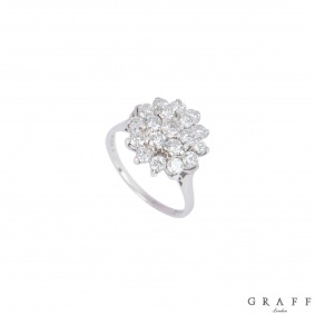 Graff White Gold Diamond Cluster Floral Ring